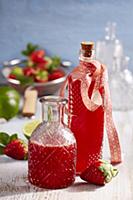 Homemade strawberry and lime syrup