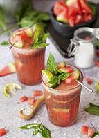 Watermelon Juice Drink with Lime and Mint