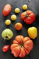 Freshly washed colourful tomatoes