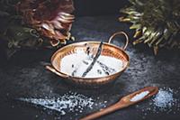 Vanilla sugar in a copper bowl