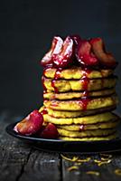 Stacked pancakes with prunes