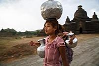 Myanmar / Mrauk U / 2014 / Burmese girls carrying 