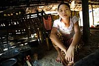 Myanmar / Mrauk U / 2014 / Burmese girl preparing 