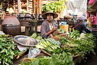 MYANMAR / Kayin State / Hpa-an / Vegetable seller 