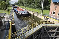 GERMANY / Lower Saxony / Barge passing through the