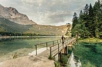 Biker around Eibsee, Zugspitze, Garmisch, Bavaria,