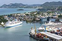 Cruiseships in port, Castries, St Lucia, Caribbean