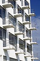 Cantilevered balconies on the Bauhaus Dessau in Gr