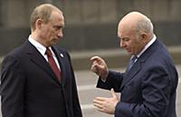 Президент России Владимир Путин и Юрий Лужков