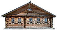 Traditional russian house (izba), Isolated on whit