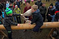 Бой мешками на бревне. Великий Новгород. Празднова