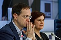 Владимир Мединский, Ирина Прохорова. Пресс-конфере