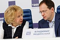 Мария Ревякина, Владимир Мединский. Пресс-конферен